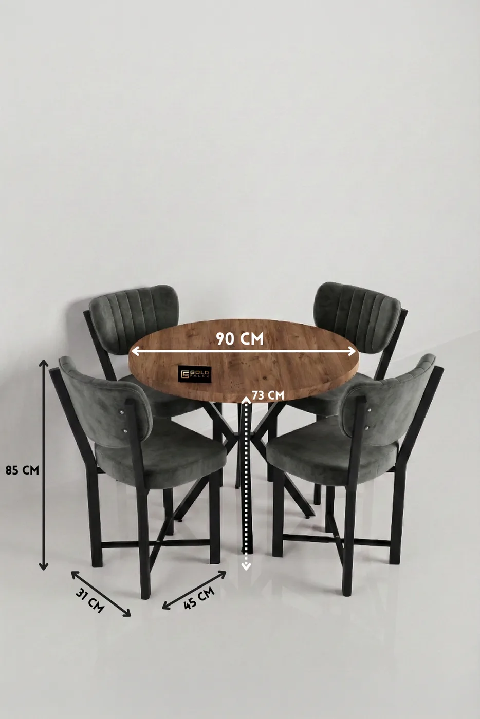 Elma 90 cm Round Dining Table Set - Multicolour