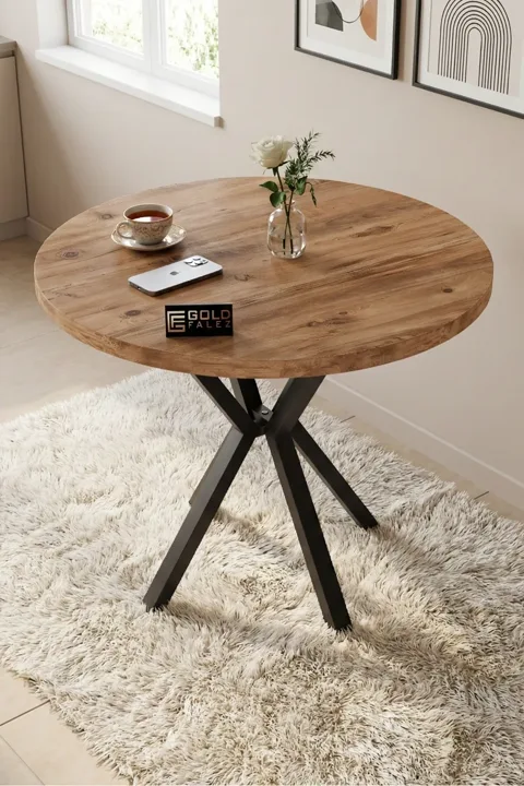 Elma 90 cm Round Dining Table Set - Multicolour