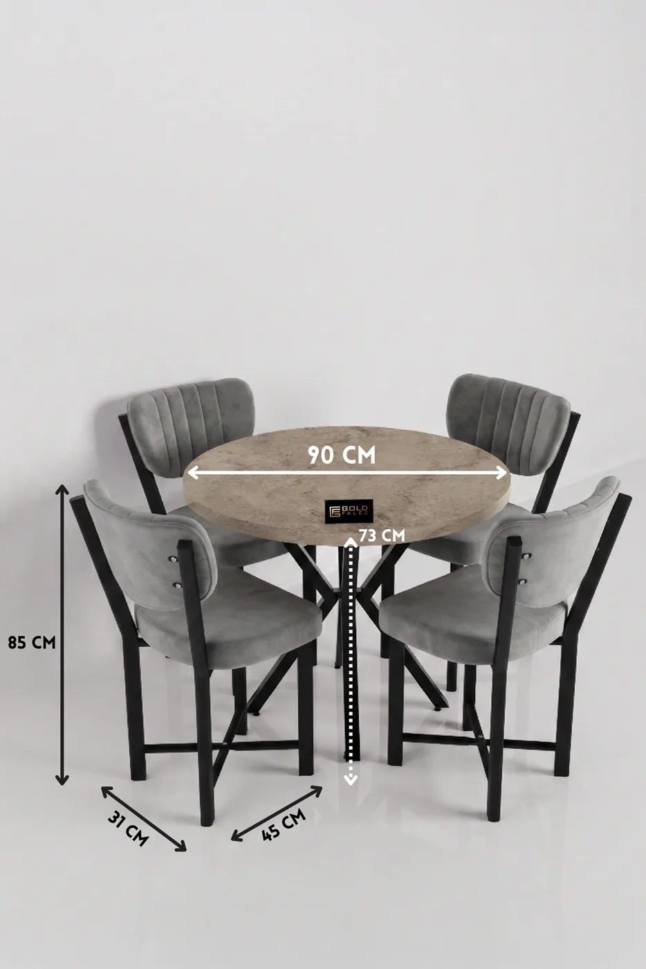 Elma 90 cm Round Dining Table Set - Ecru