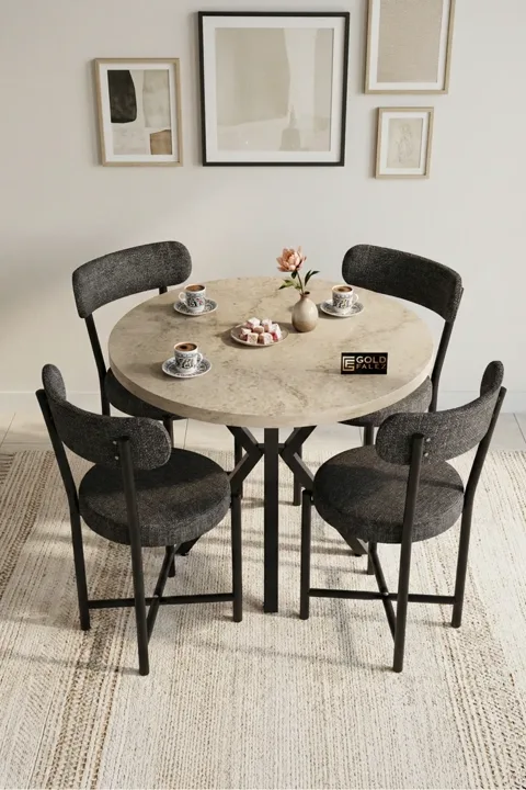 Teddy 90 cm Round Dining Table Set - Beige