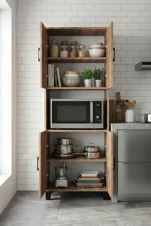 Vertical Kitchen Cabinet - Brown