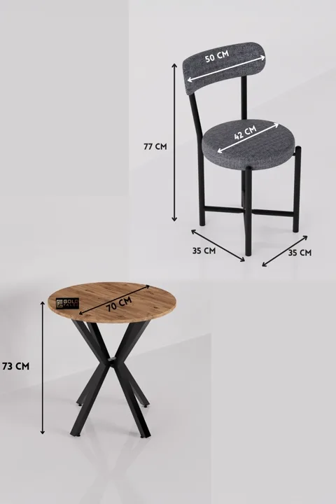 Teddy 70 cm Round Dining Table Set - Grey