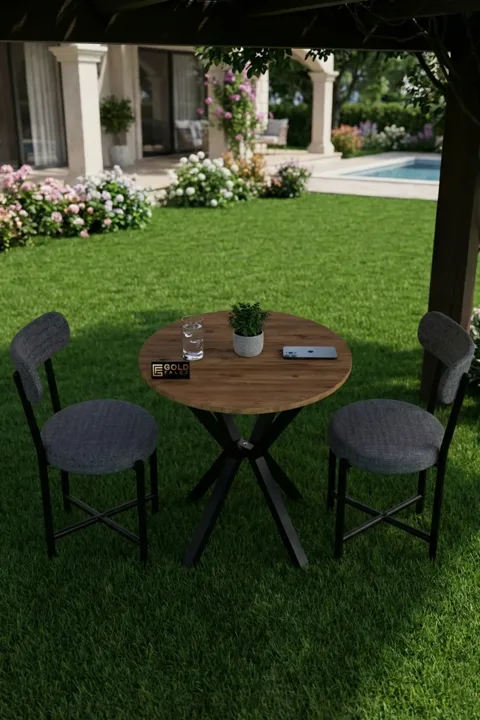 Teddy 70 cm Round Dining Table Set - Grey