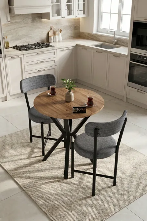 Teddy 70 cm Round Dining Table Set - Grey