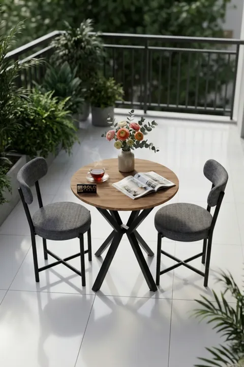 Teddy 70 cm Round Dining Table Set - Grey