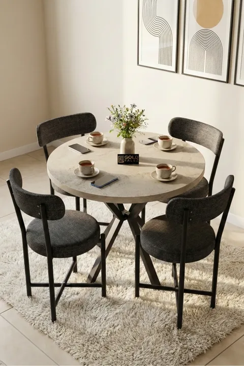 Round Dining Table, 90cm - Ecru
