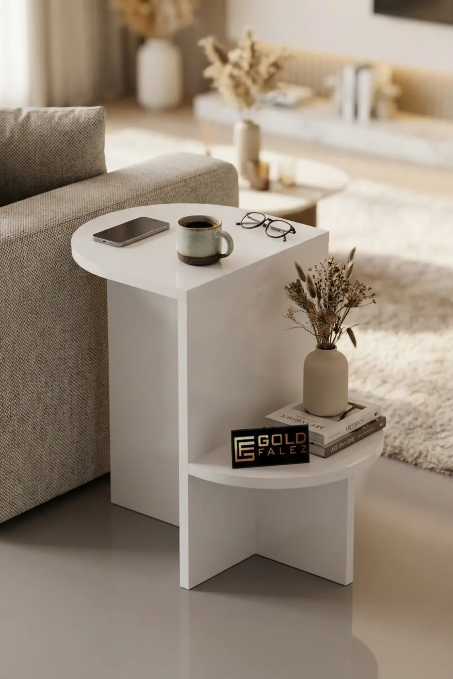 Setro Oval Side Table - White