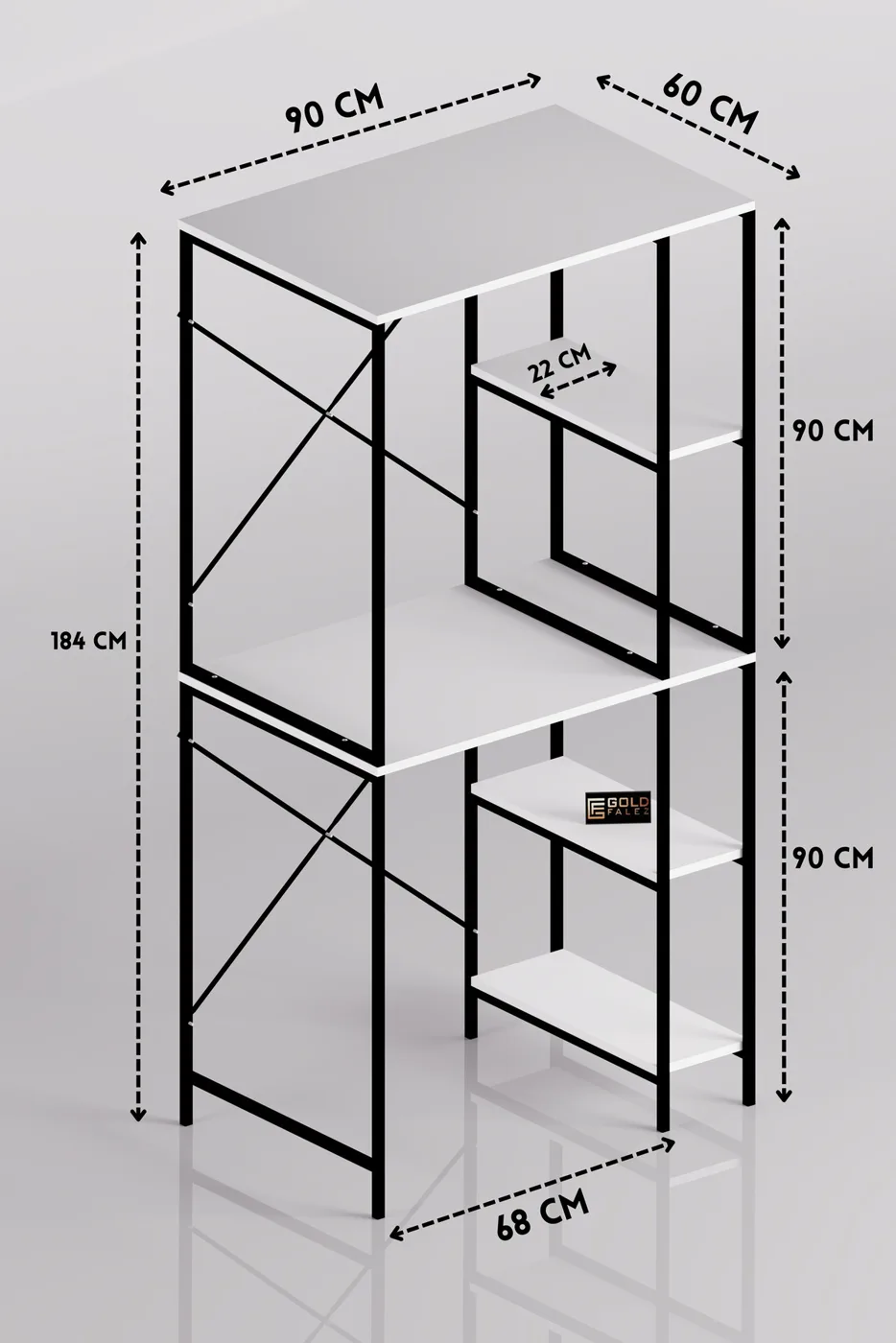 Waschmaschinenschrank mit Regal Metallbeine - Schwarz