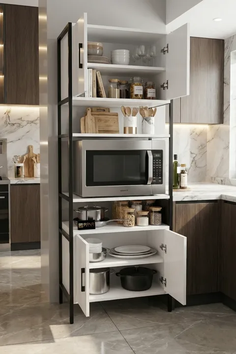 Vertical Kitchen Cabinet Metal Legs - White