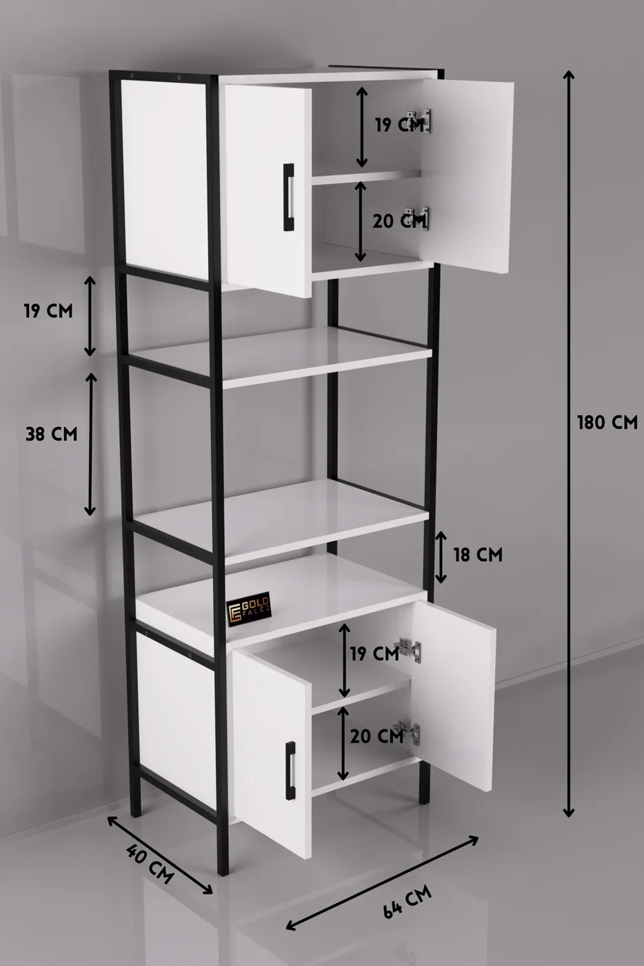 Vertikaler Küchenschrank Metallbeine - Weiß