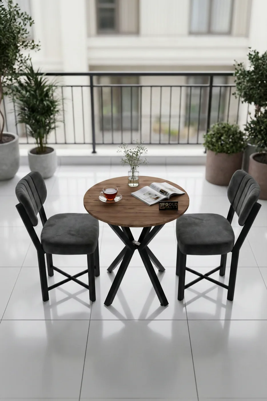 Elma 70 cm Round Dining Table Set - Multicolour