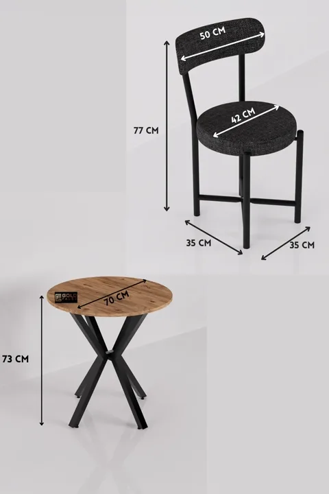 Teddy 70 cm Round Dining Table Set - Multicolour