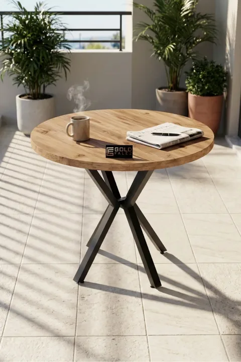 Round Dining Table, 90cm - Brown