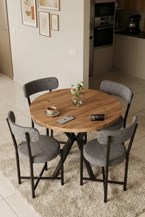 Round Dining Table, 90cm - Brown