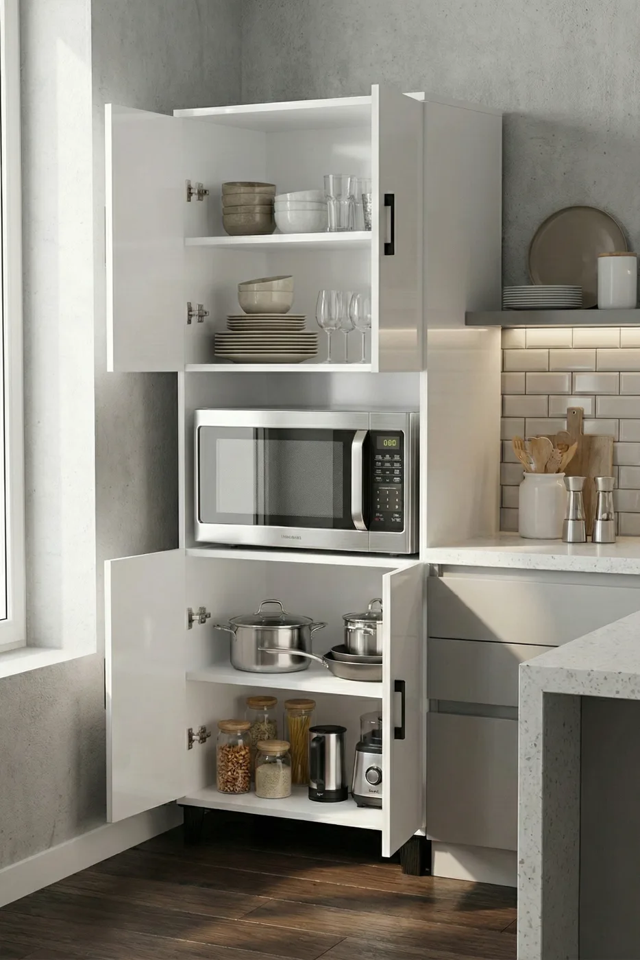 Meuble de cuisine vertical - blanc