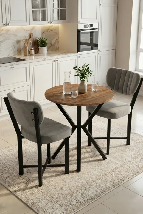 Round Dining Table, 70cm - Brown