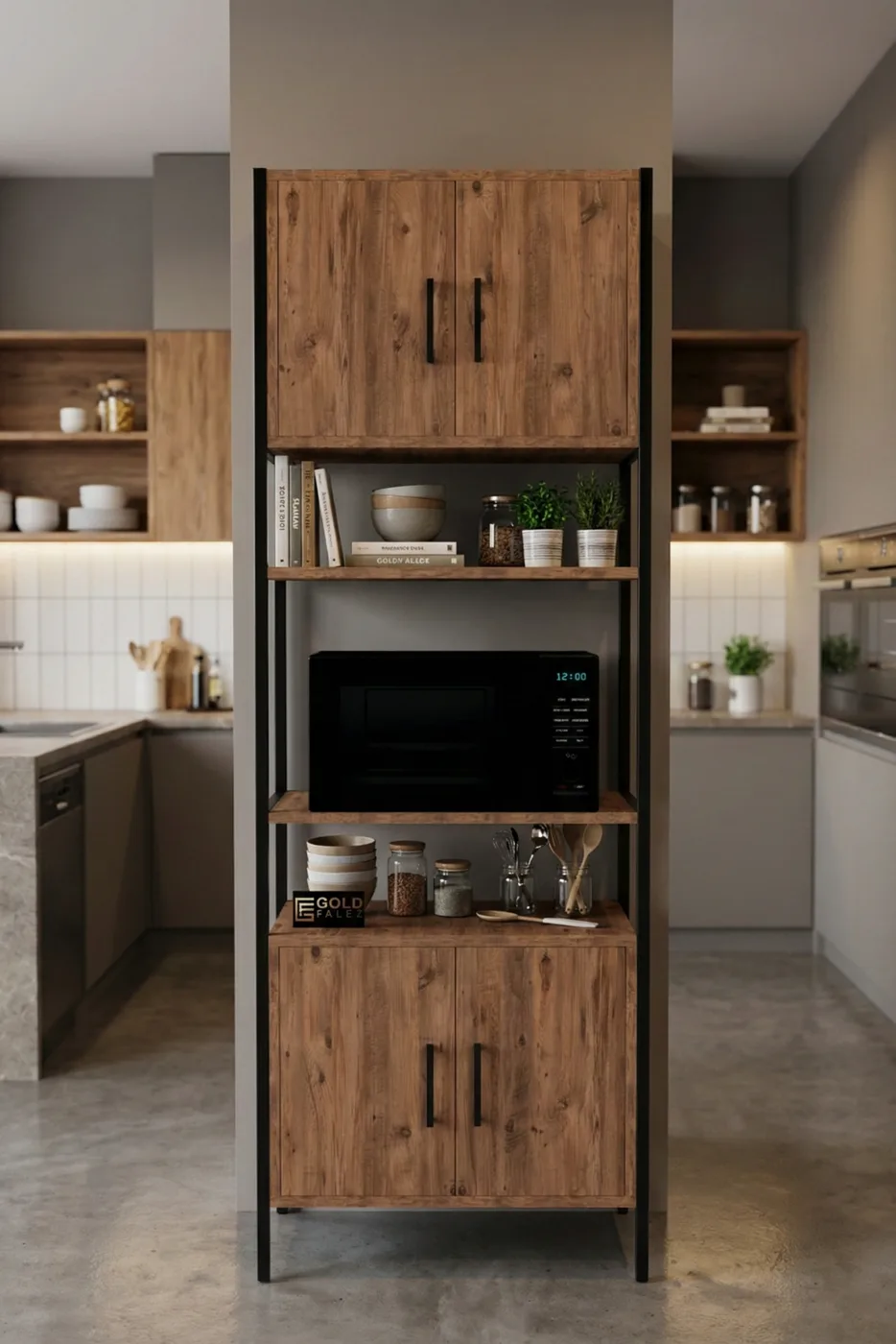 Vertical Kitchen Cabinet Metal Legs - Brown
