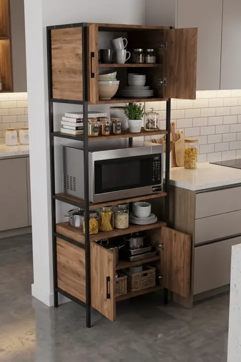 Vertical Kitchen Cabinet Metal Legs - Brown