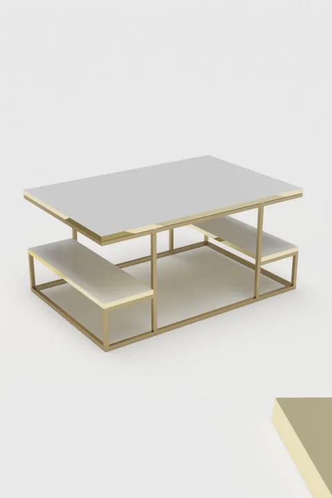 Coffee Table with Shelves - Yellow