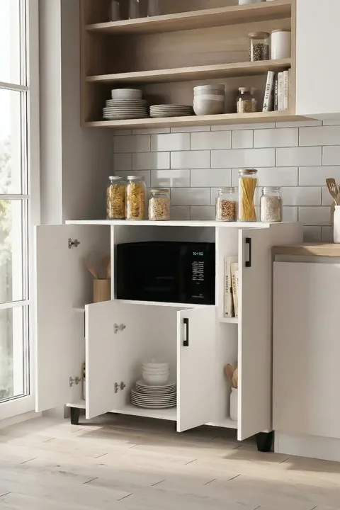 Horizontal Oven-Style Kitchen Cabinet - White