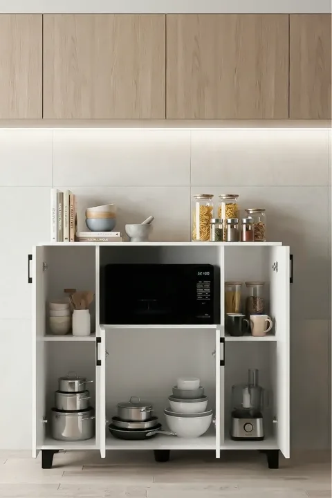 Horizontal Oven-Style Kitchen Cabinet - White