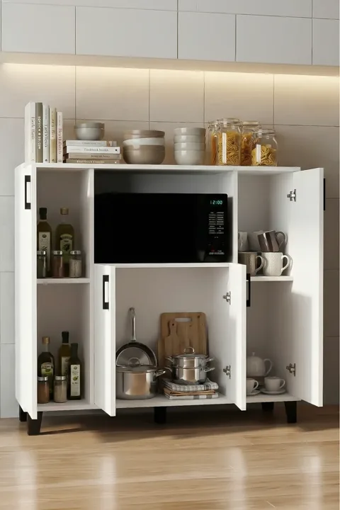 Horizontal Oven-Style Kitchen Cabinet - White
