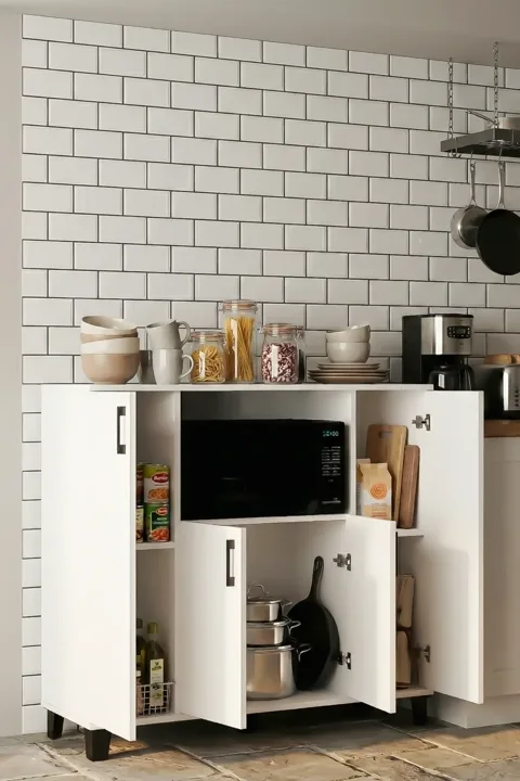 Horizontal Oven-Style Kitchen Cabinet - White