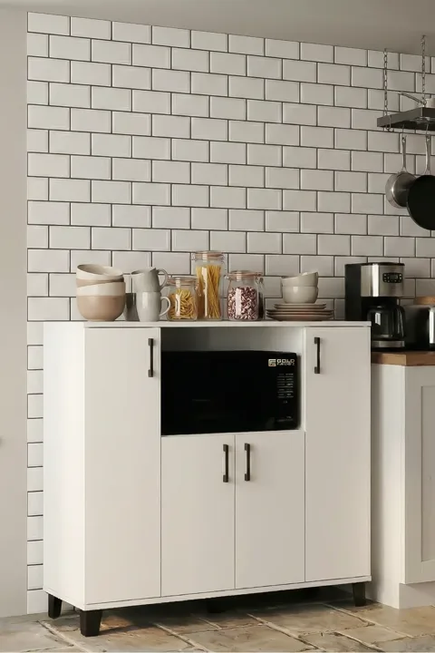 Horizontal Oven-Style Kitchen Cabinet - White