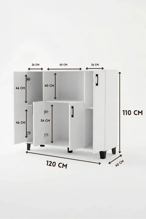 Horizontal Oven-Style Kitchen Cabinet - White