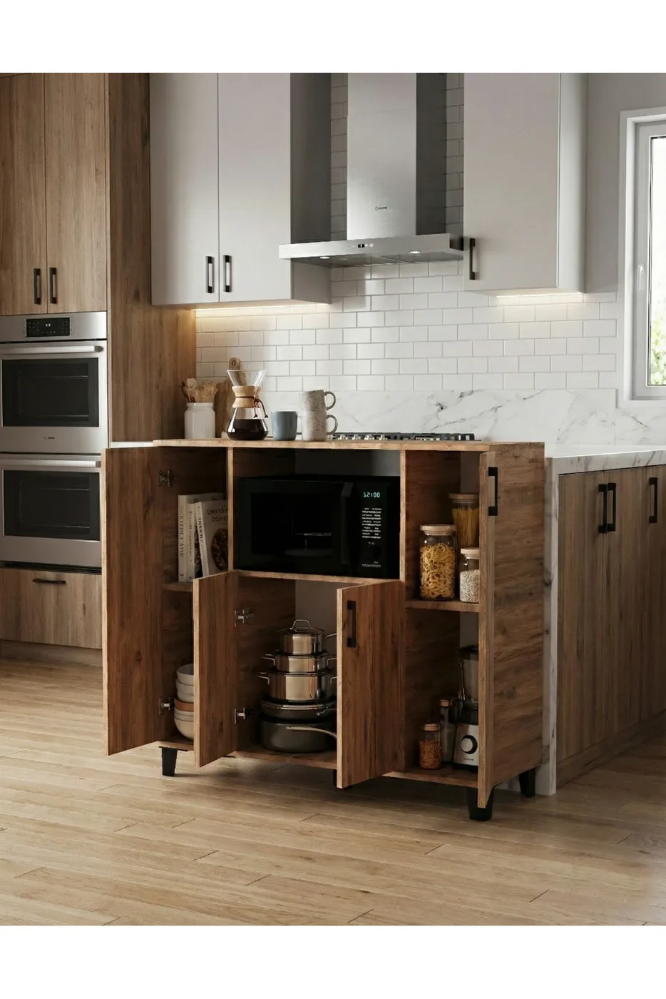 Horizontaler Ofen-Küchenschrank - Braun