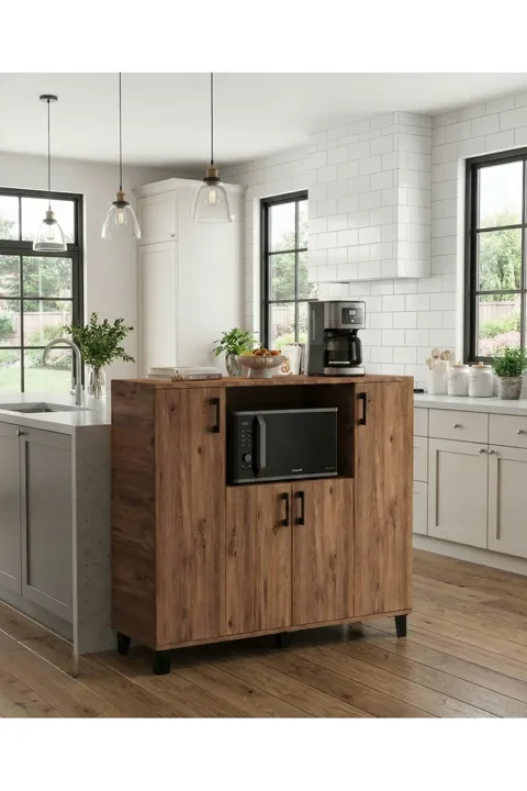 Horizontal Oven-Style Kitchen Cabinet - Brown