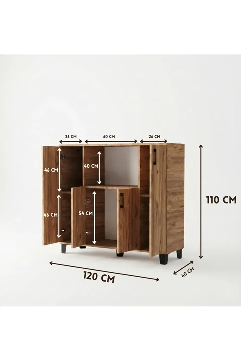 Horizontal Oven-Style Kitchen Cabinet - Brown