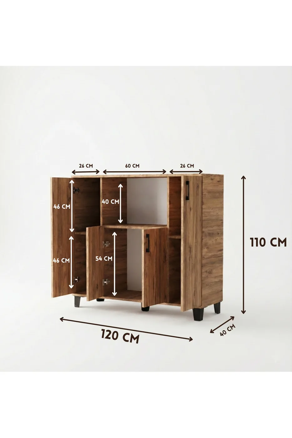 Horizontaler Ofen-Küchenschrank - Braun