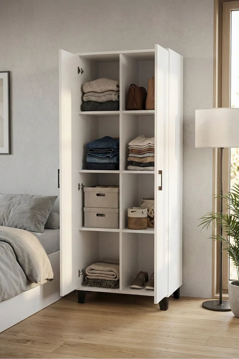8-Compartment Pantry Cabinet - White
