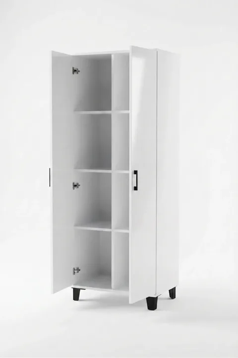 8-Compartment Pantry Cabinet - White
