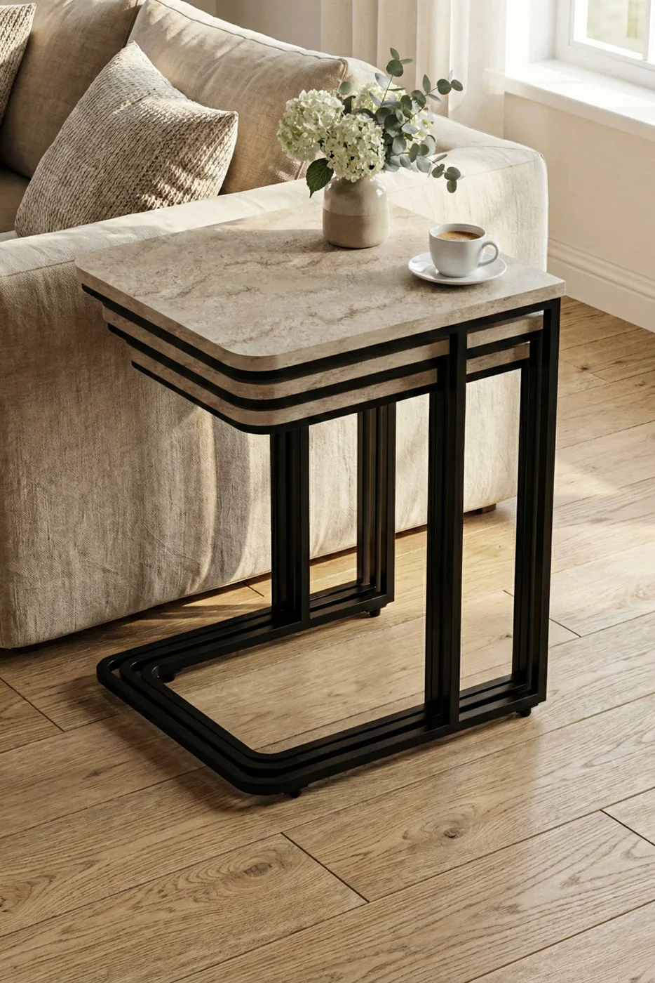 Nesting Table - Oak - Ecru