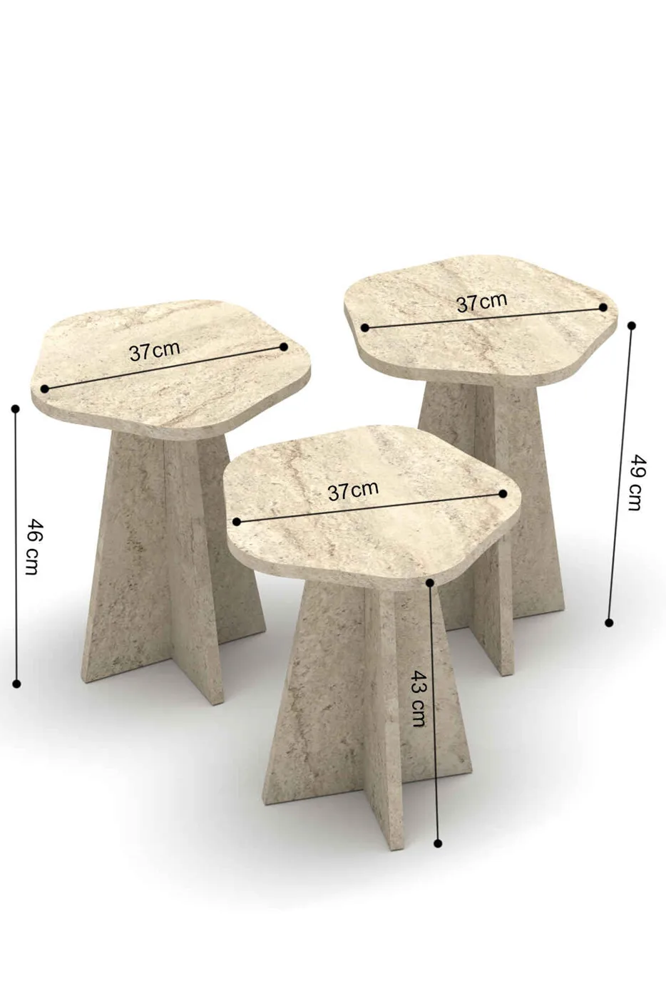 Cicek Geometric Nesting Table Set - Beige