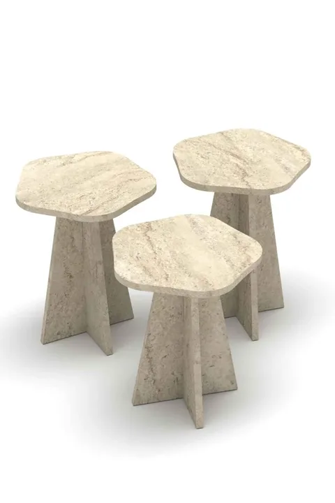Cicek Geometric Nesting Table Set - Beige