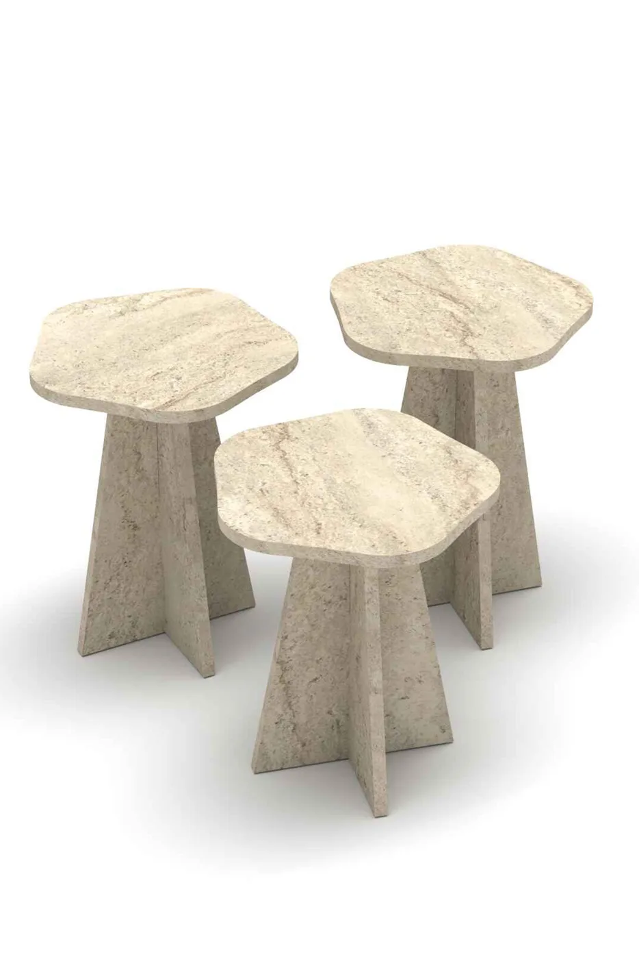 Cicek Geometric Nesting Table Set - Beige