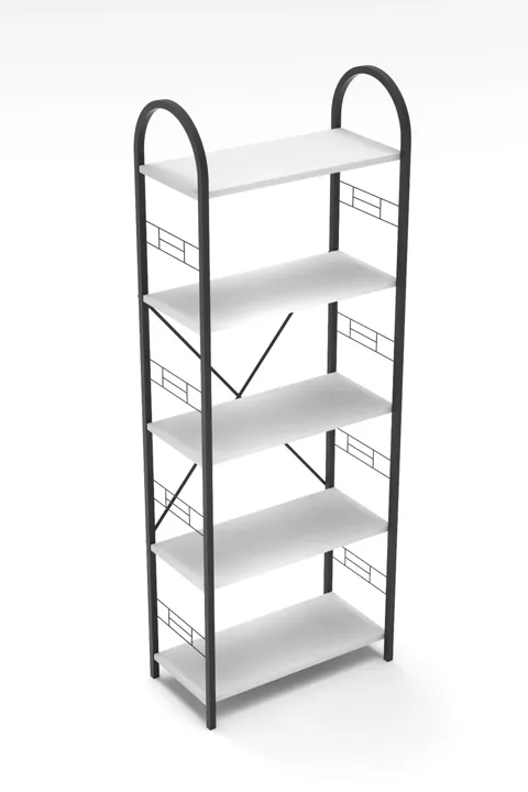 Bohemian 5-Shelf Metal Bookcase - White