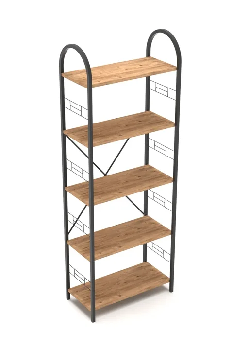 Bohemian 5-Shelf Metal Bookcase - Brown