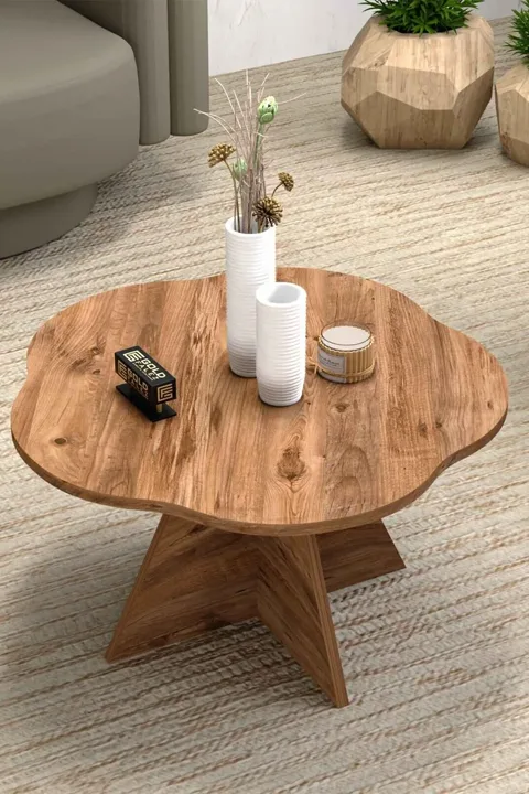 Cicek Geometric Coffee Table - Brown
