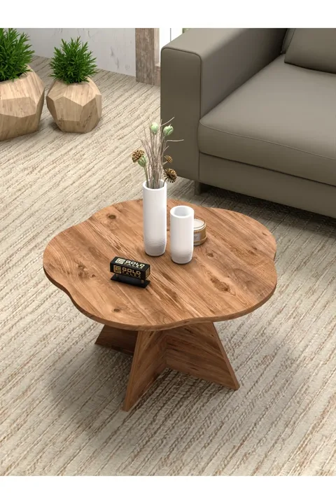 Cicek Geometric Coffee Table - Brown