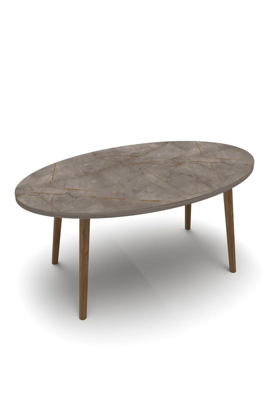 Ovale salontafel met gedraaide houten poten - veelkleurig