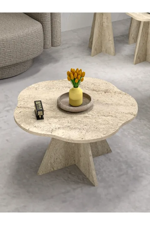 Cicek Geometric Coffee Table - Beige
