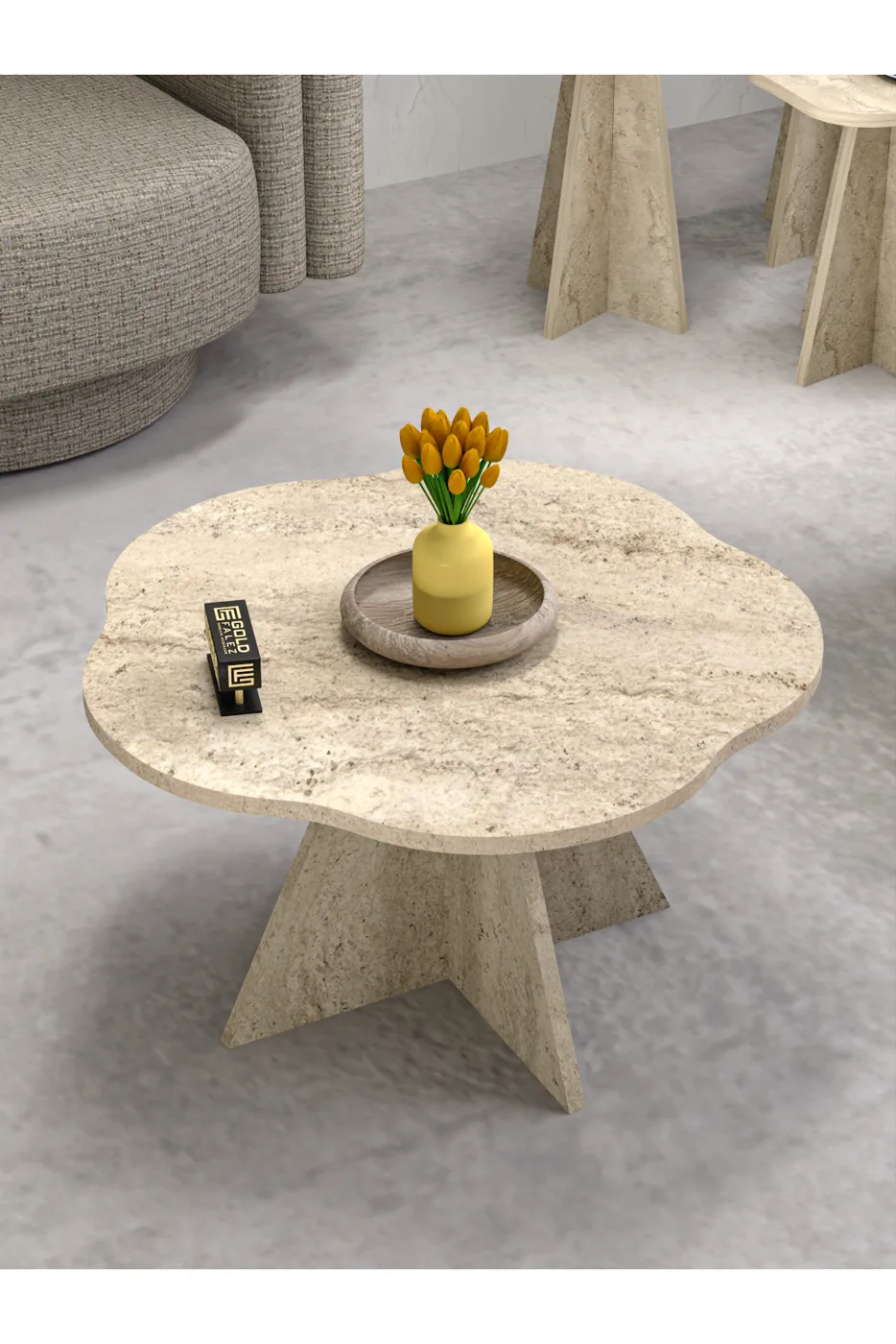 Cicek Geometric Coffee Table - Beige