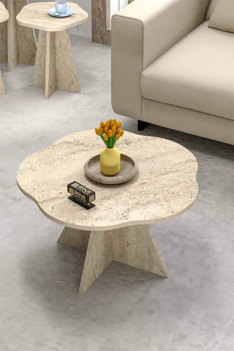 Cicek Geometric Coffee Table - Beige