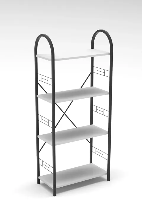 Bohemian 4-Shelf Metal Bookcase - White