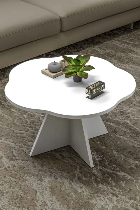 Cicek Geometric Coffee Table - White