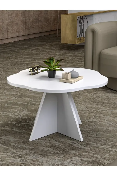 Cicek Geometric Coffee Table - White